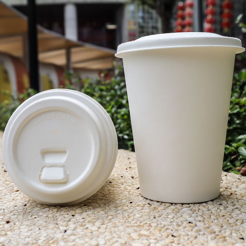 Lids ONLY: Pulp Safe No PFAS Added 4.3 inch to Go Cup Lids, 100 Disposable Cup Lids - Cups Sold Separately, Sustainable, White Bagasse Soup Cup Lids