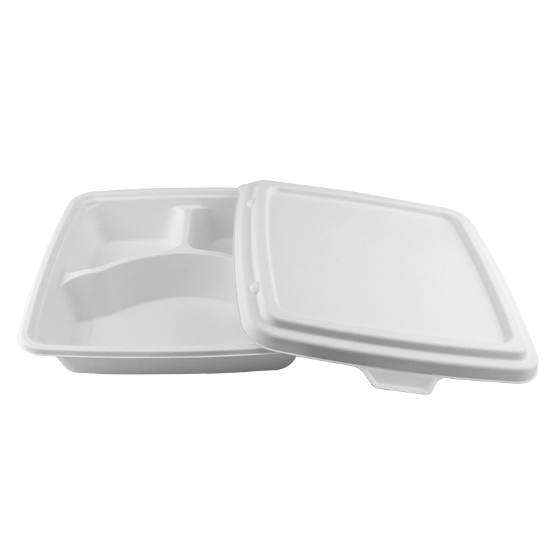 Buy 3 Compartment Disposable Plates with Lid Cover (Pack of 50